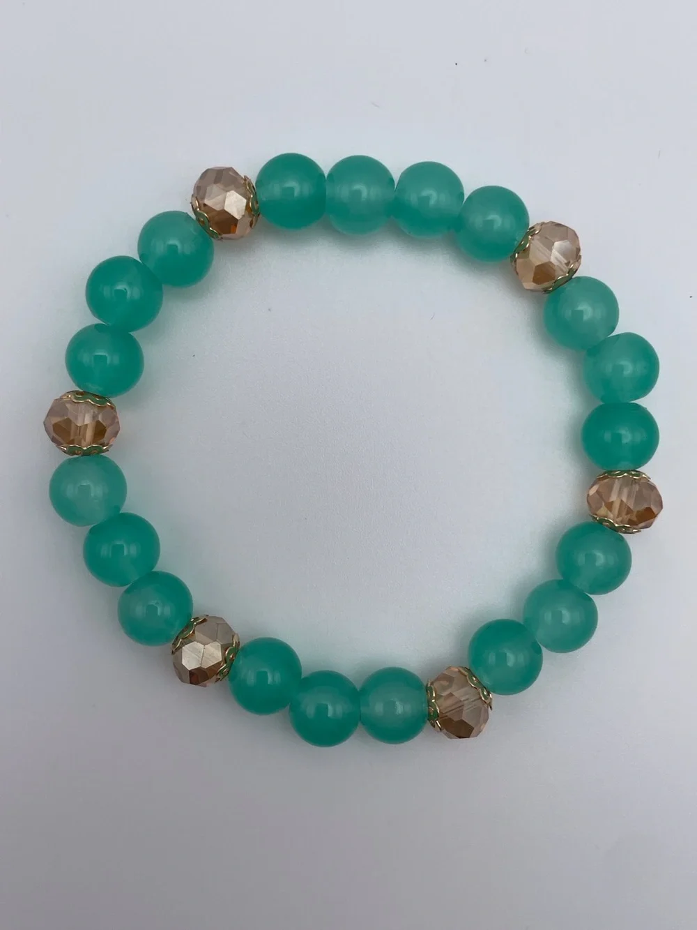 4 Piece Tassel Charm Beaded Stretch Bracelet Aqua